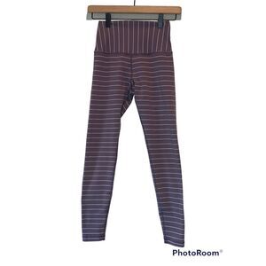 Glyder Women's Purple & White Striped Print Ankle Leggings Size XS